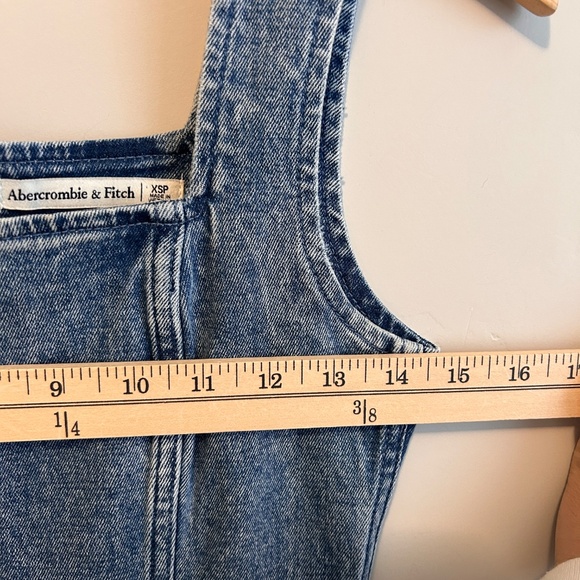 Abercrombie and Fitch Dress PXS Denim Maxi Sleeveless Slit Square Neck Y2K Style - Picture 7 of 11